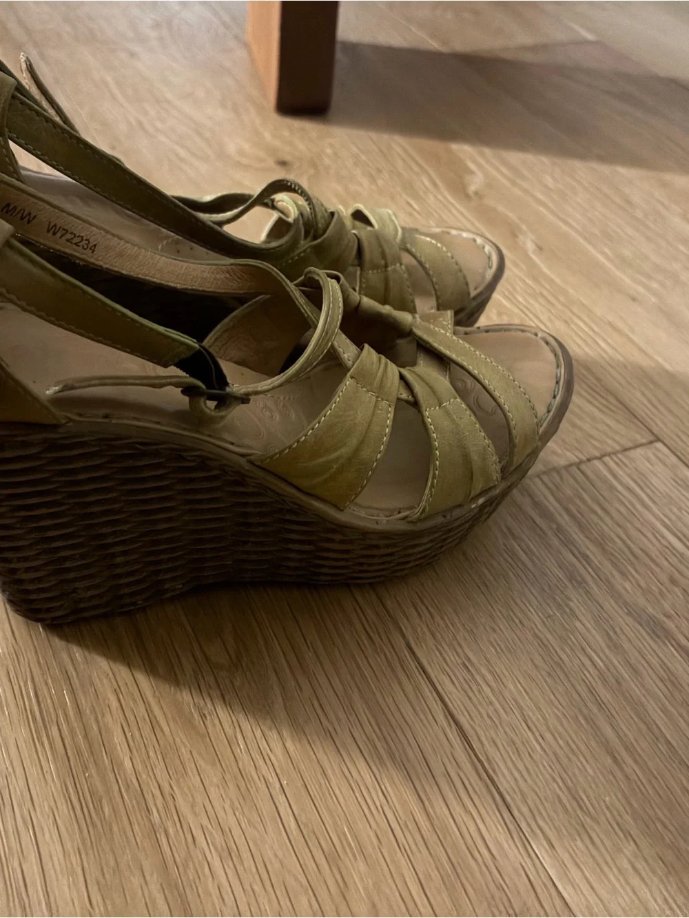 Born Olive Green Strappy Wedge Sandals